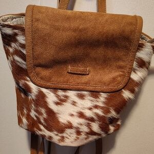 Myra Bag Tan and White Leather Backpack
